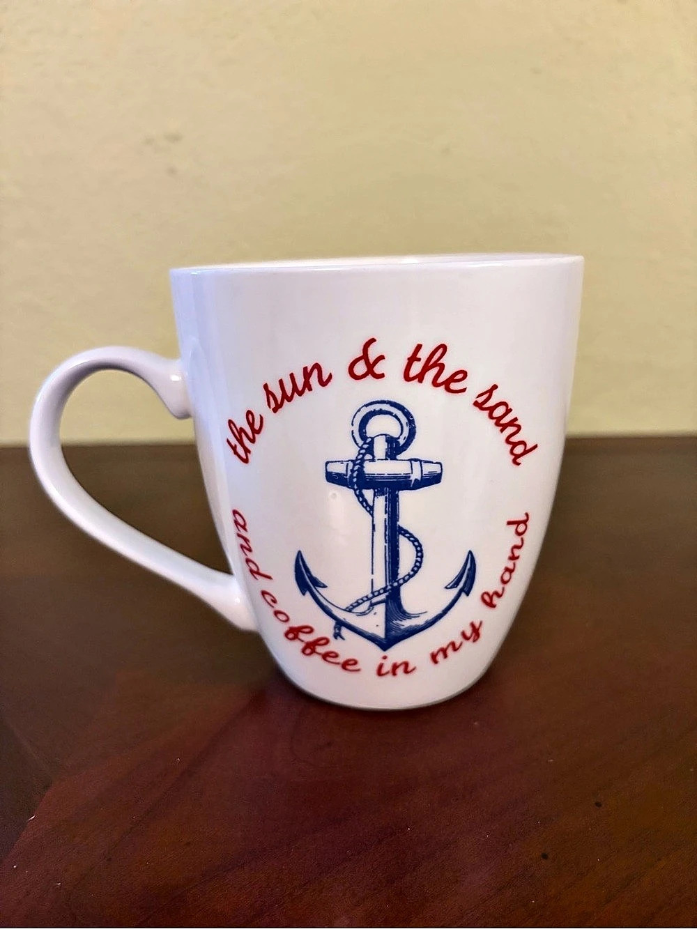Pfaltzgraff Everyday The Sun & The Sand Anchor Mug White & Blue